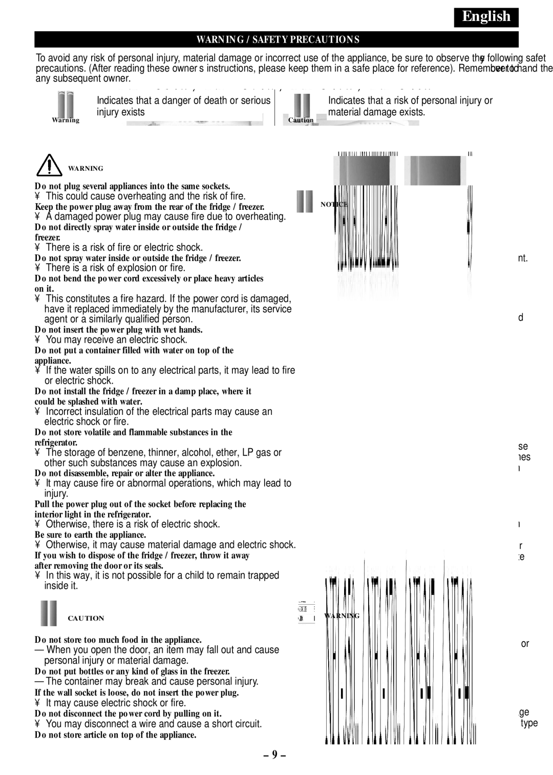 Opteka NF-340, NF1-370 manual Do not insert the power plug with wet hands, Do not disassemble, repair or alter the appliance 