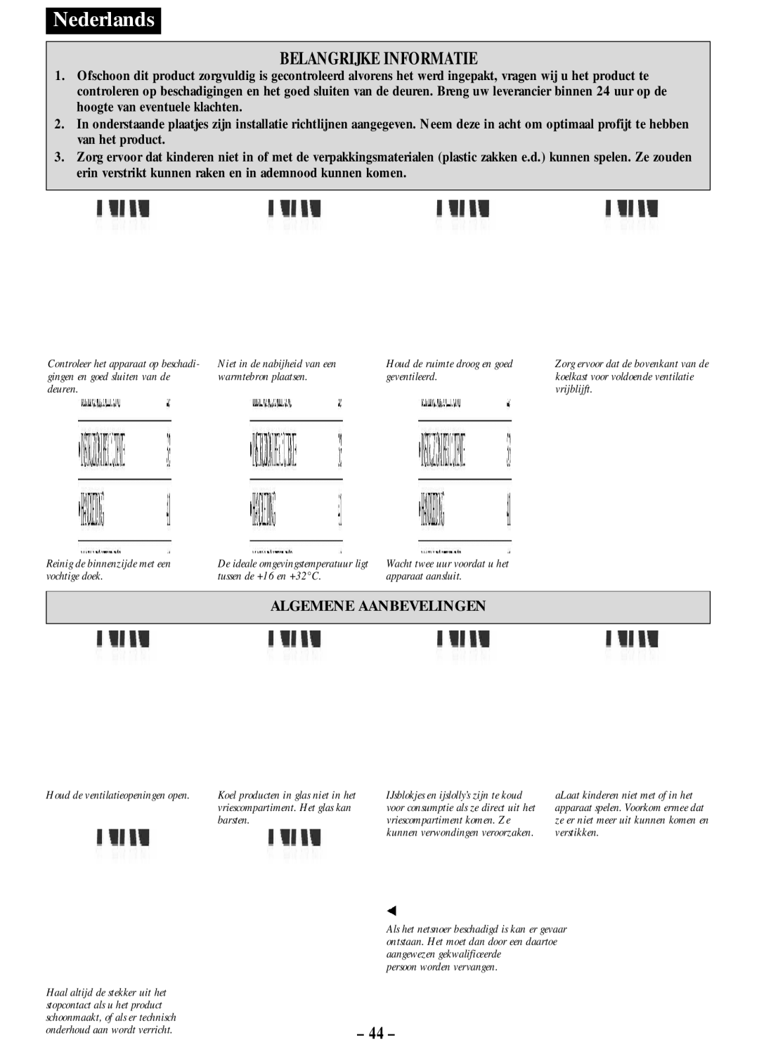 Opteka NF1-350, NF1-370, NF-347, NF-340 manual Belangrijke Informatie, Algemene Aanbevelingen 