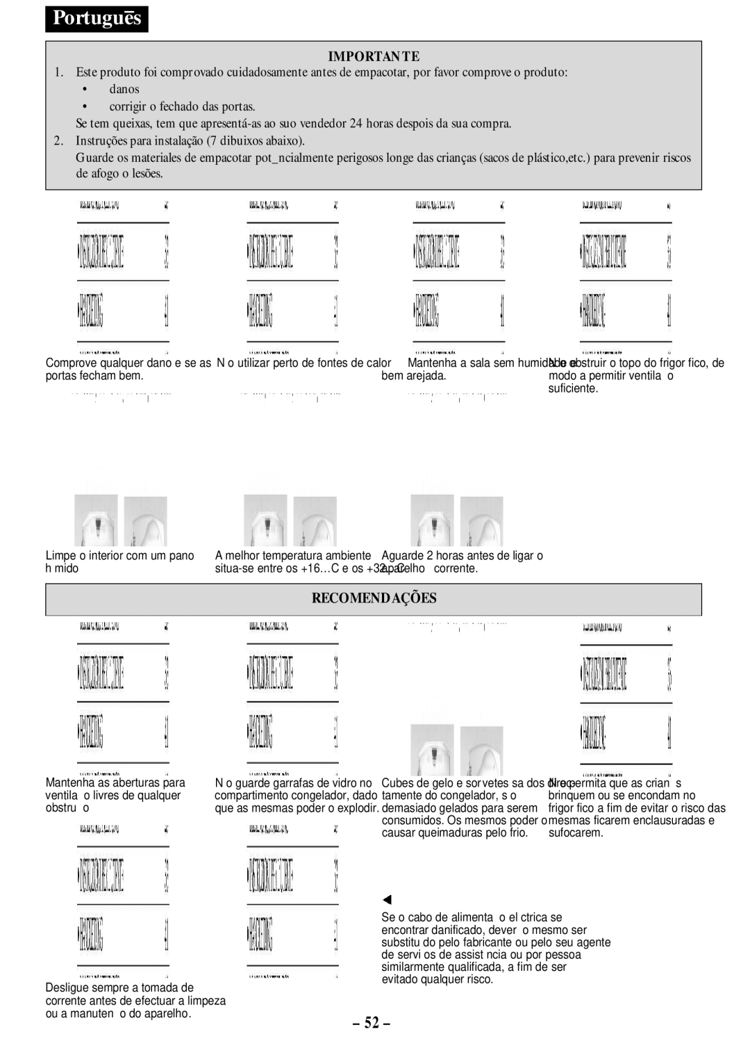 Opteka NF1-350, NF1-370, NF-347, NF-340 manual Importante, Recomendações 