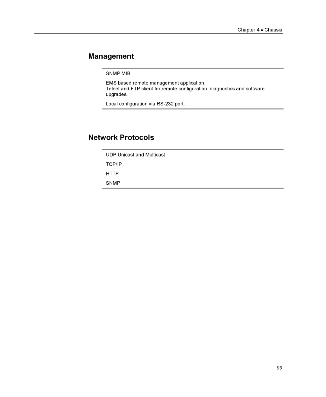 Optibase MGW 2400 WMT user manual Management, Network Protocols 