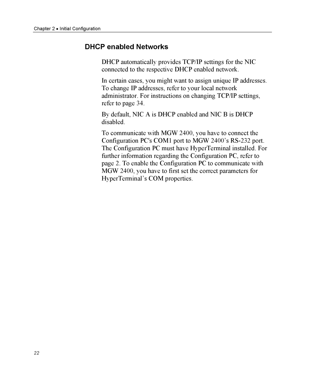 Optibase MGW 2400 WMT user manual Dhcp enabled Networks 