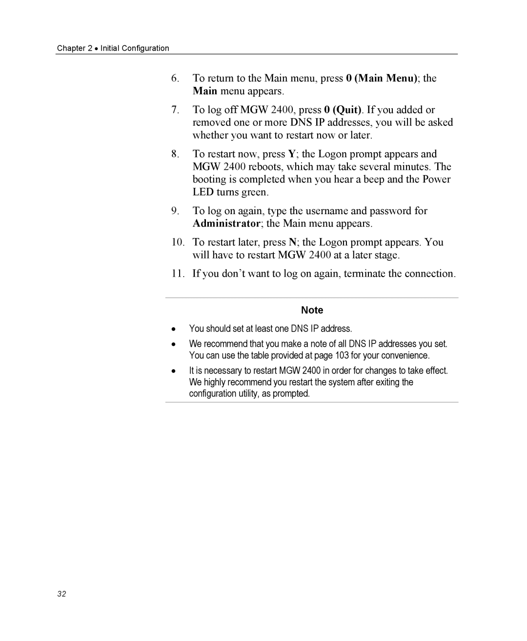 Optibase MGW 2400 WMT user manual Initial Configuration 