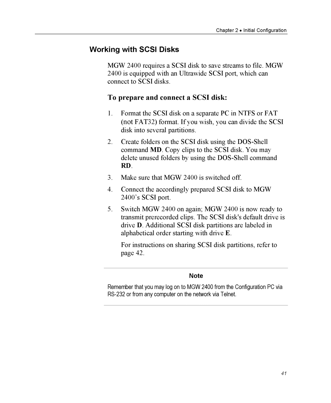 Optibase MGW 2400 WMT user manual Working with Scsi Disks, To prepare and connect a Scsi disk 