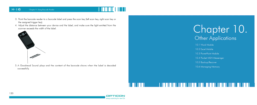 Opticon H-16 manual Other Applications 