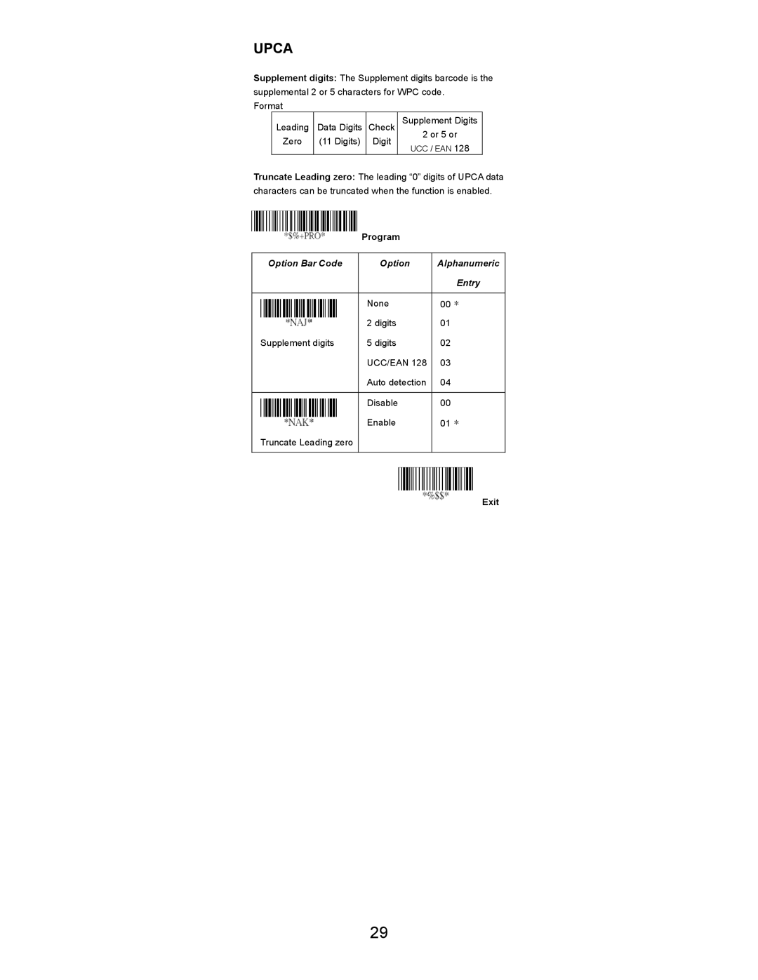 Opticon LGZ 7225 user manual Ucc/Ean 