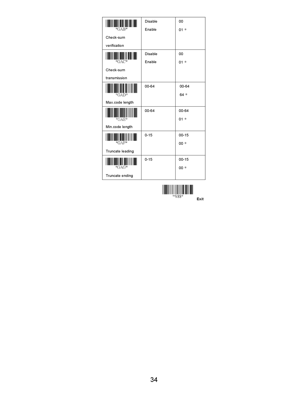 Opticon LGZ 7225 user manual Exit 