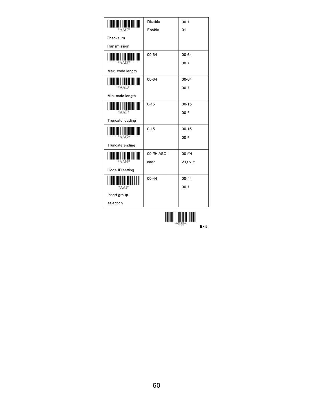 Opticon LGZ 7225 user manual Exit 