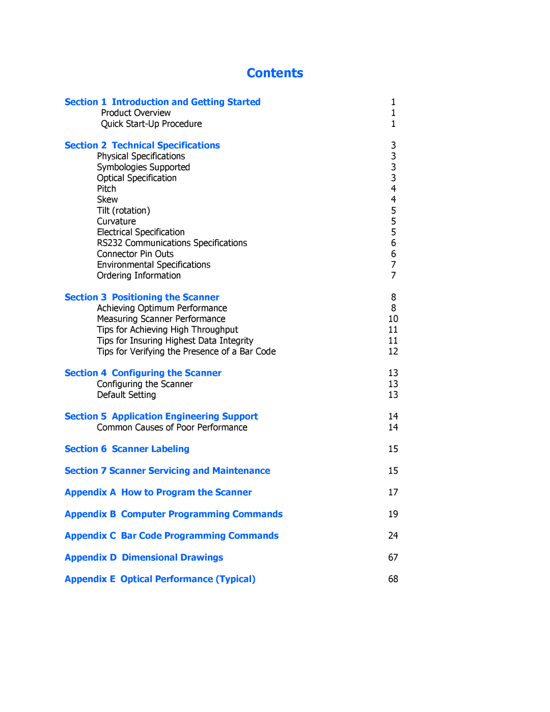 Opticon LMD 1135 user manual Contents 