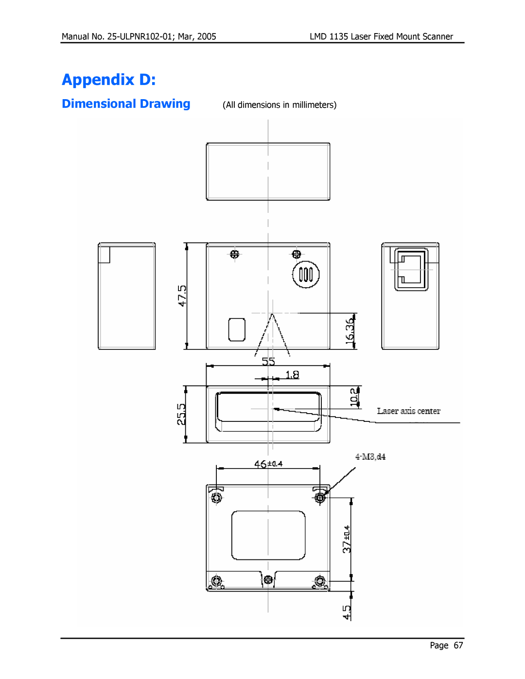 Opticon LMD 1135 user manual Appendix D 