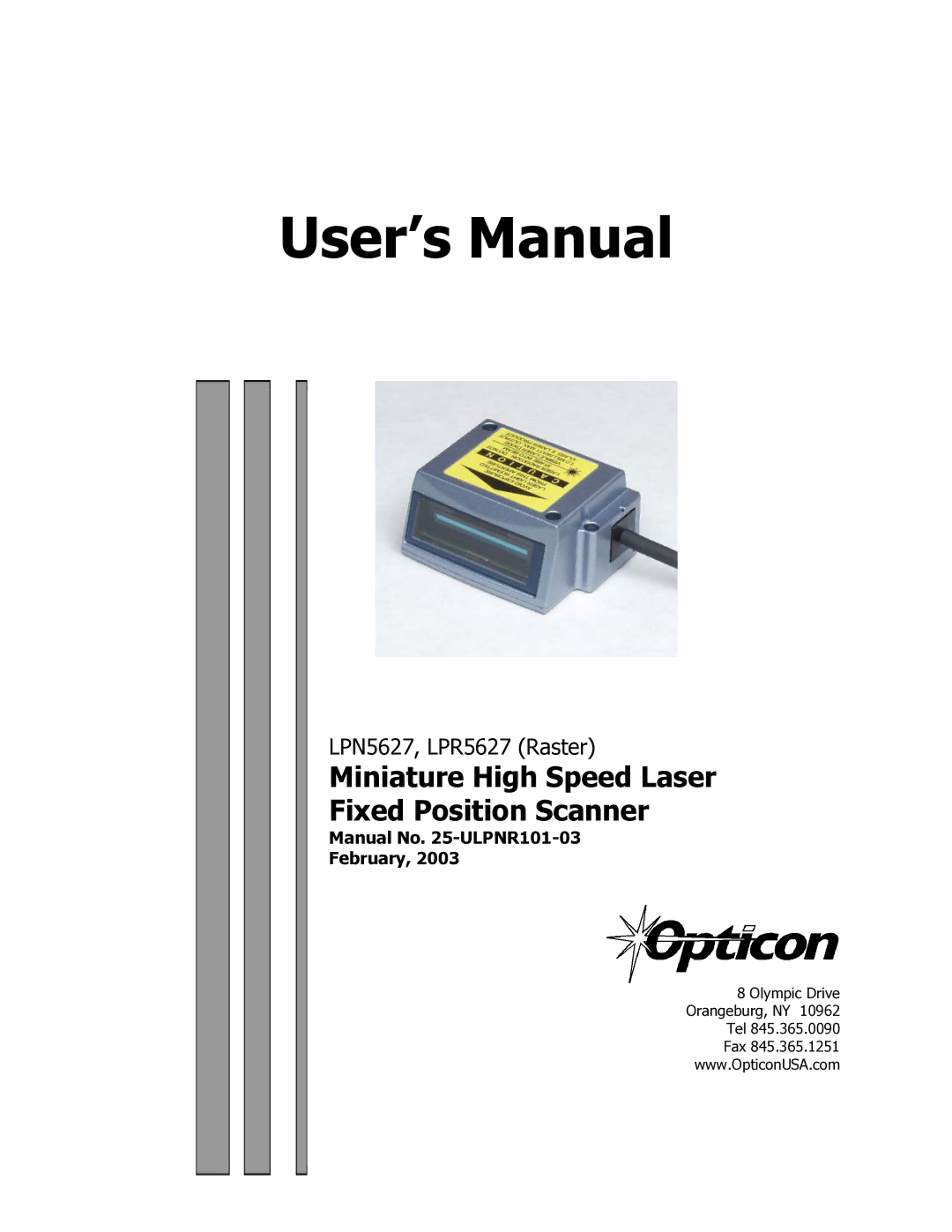 Opticon LPN5627, LPR5627 user manual User’s Manual, Manual No -ULPNR101-03 February 