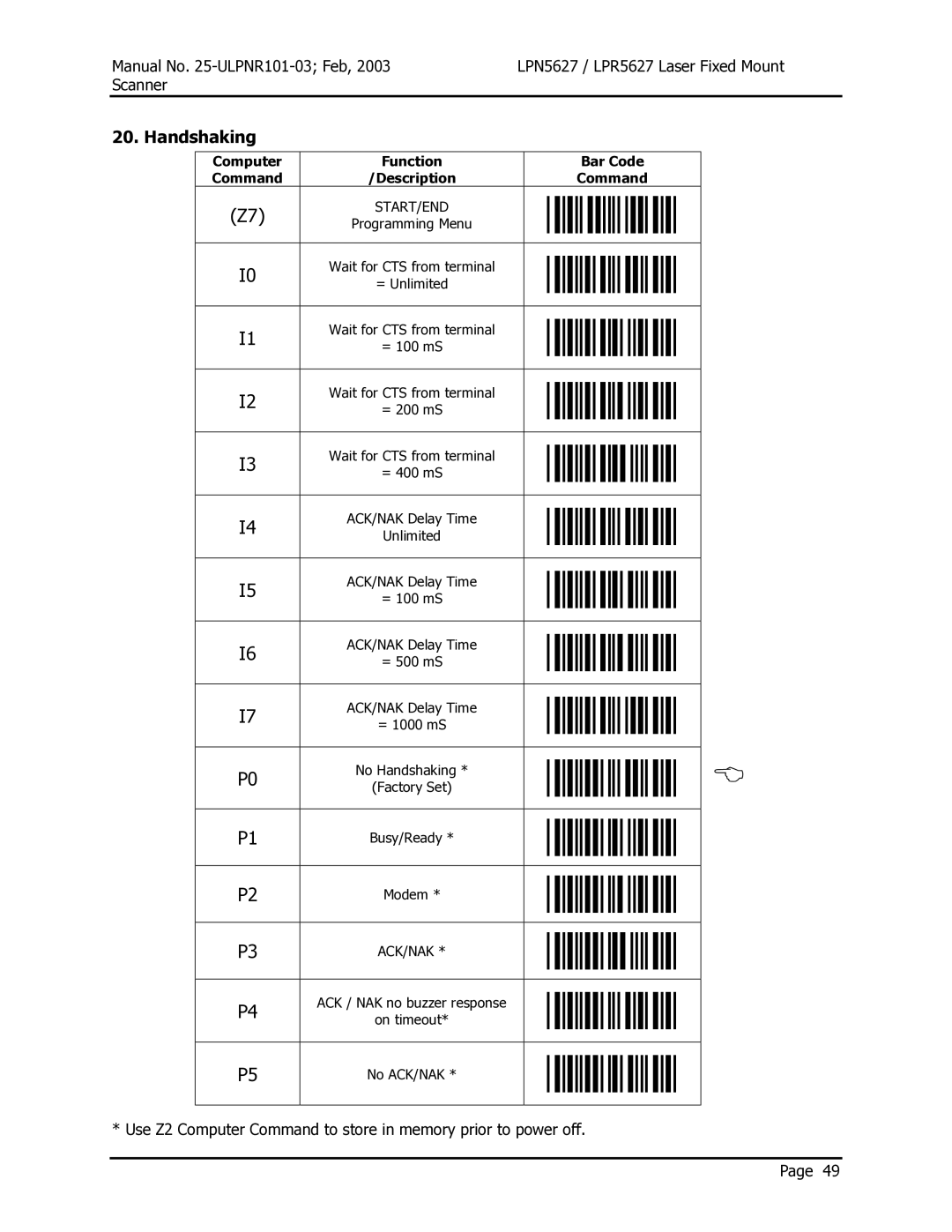 Opticon LPN5627, LPR5627 user manual Handshaking, Unlimited 