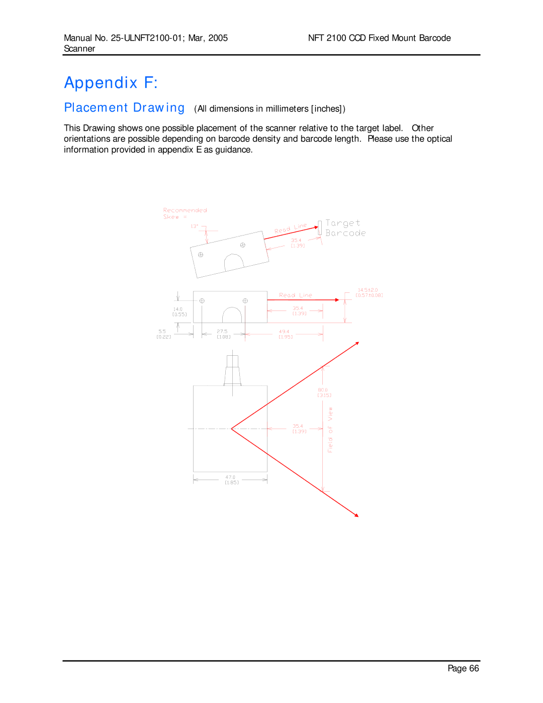 Opticon NFT 2100 manual Appendix F 