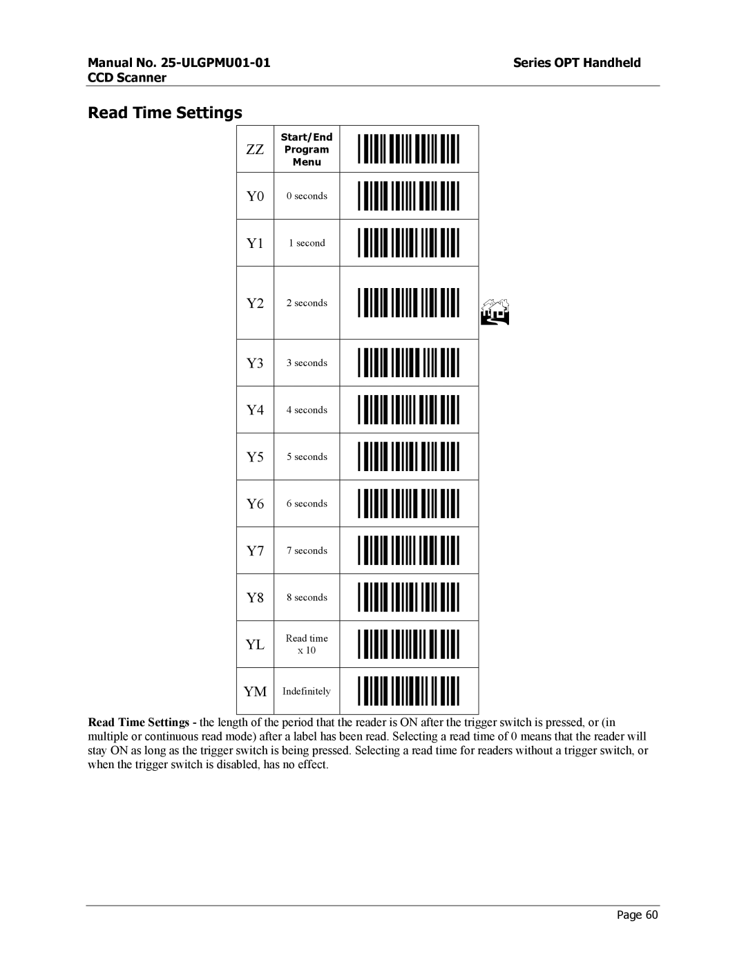 Opticon OPT-6125 user manual Read Time Settings 