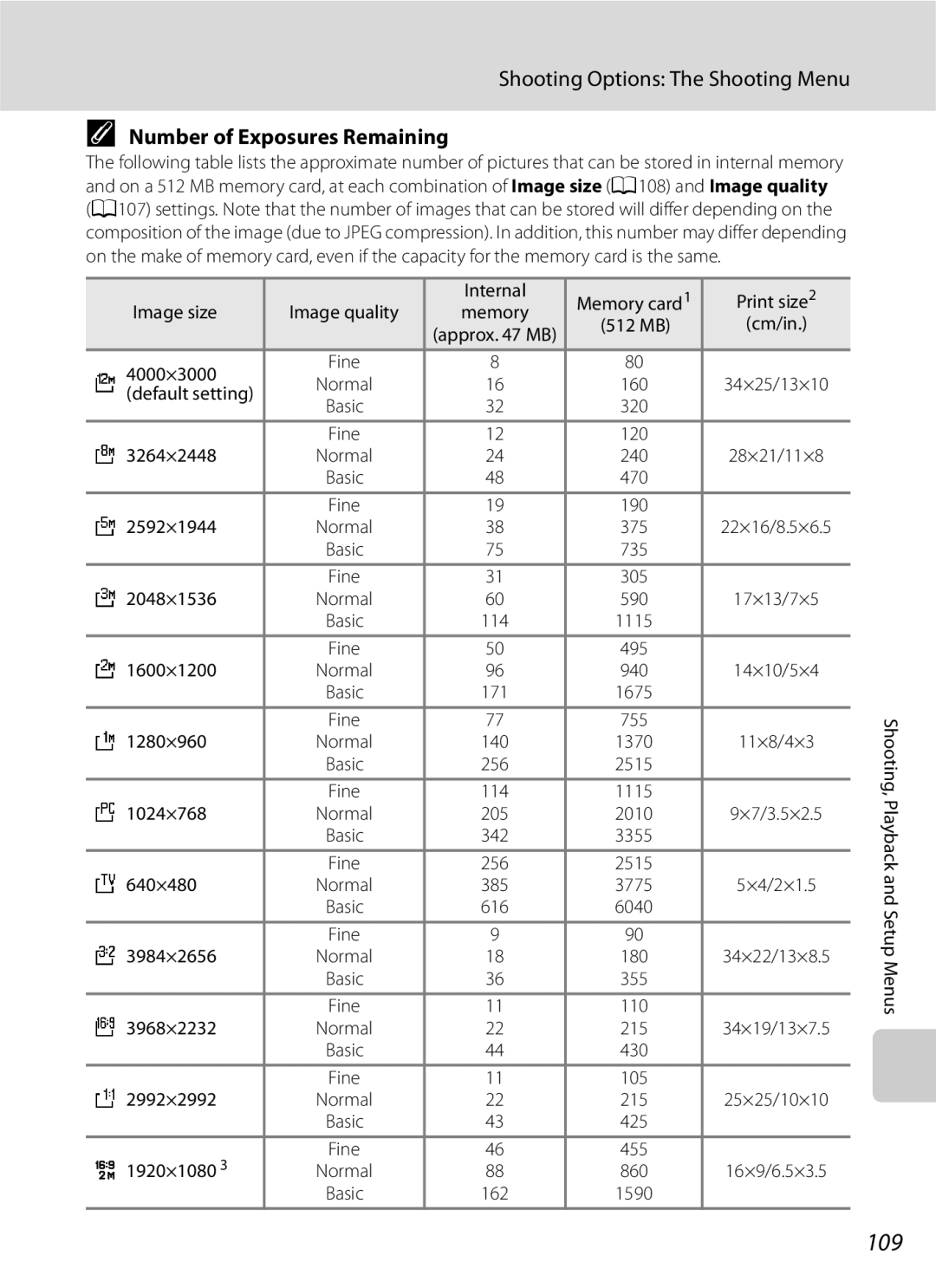 Optima Batteries P90 manual 109, Number of Exposures Remaining 