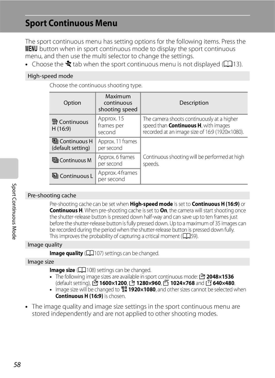 Optima Batteries P90 manual Sport Continuous Menu 