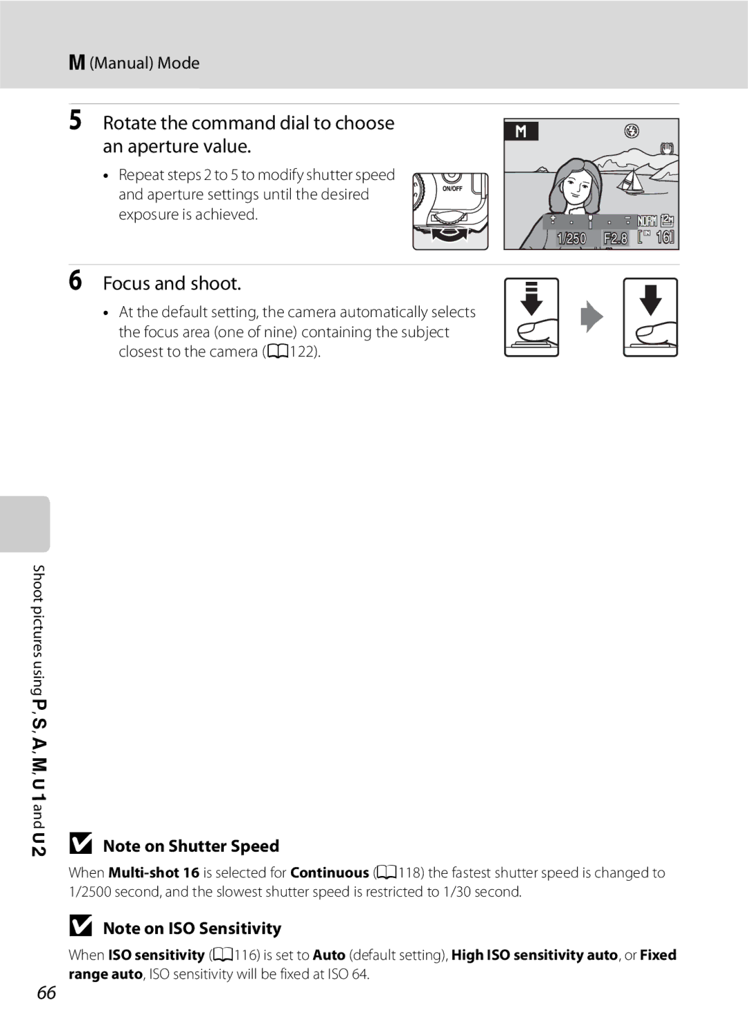 Optima Batteries P90 manual Rotate the command dial to choose an aperture value, DManual Mode 