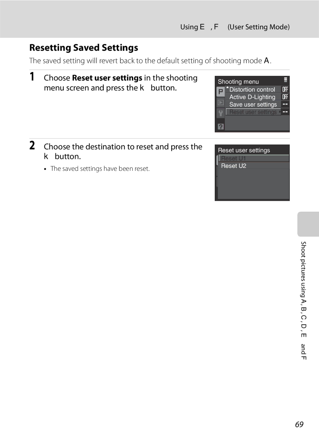 Optima Batteries P90 manual Resetting Saved Settings, Choose the destination to reset and press the kbutton 