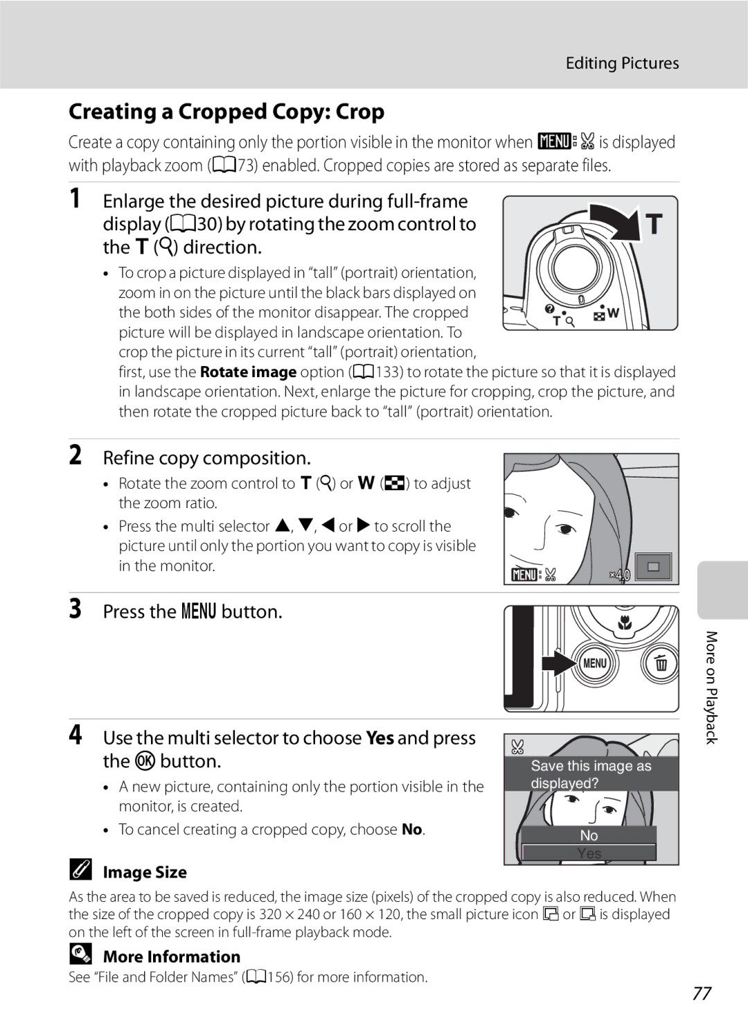 Optima Batteries P90 manual Creating a Cropped Copy Crop, Refine copy composition, Image Size 