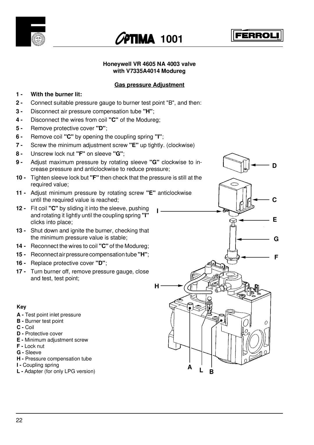 Optima Company 1001 installation instructions Key, Coil 