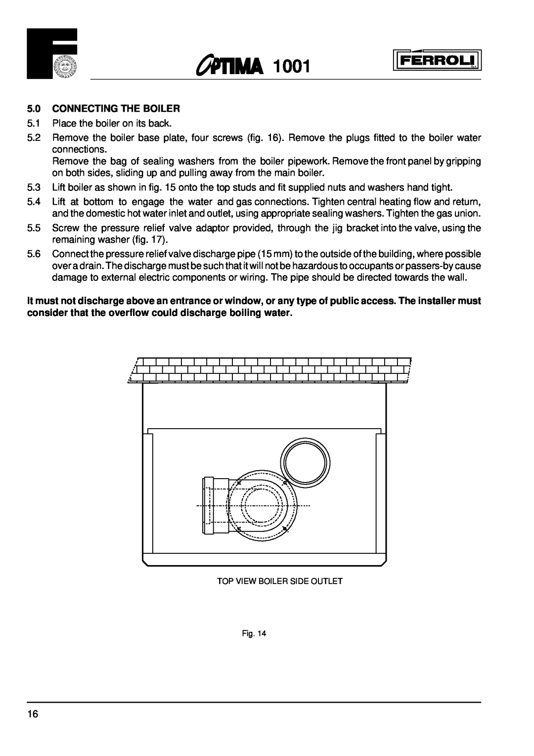 Optima Company 1001 installation instructions 5.0CONNECTING THE BOILER 