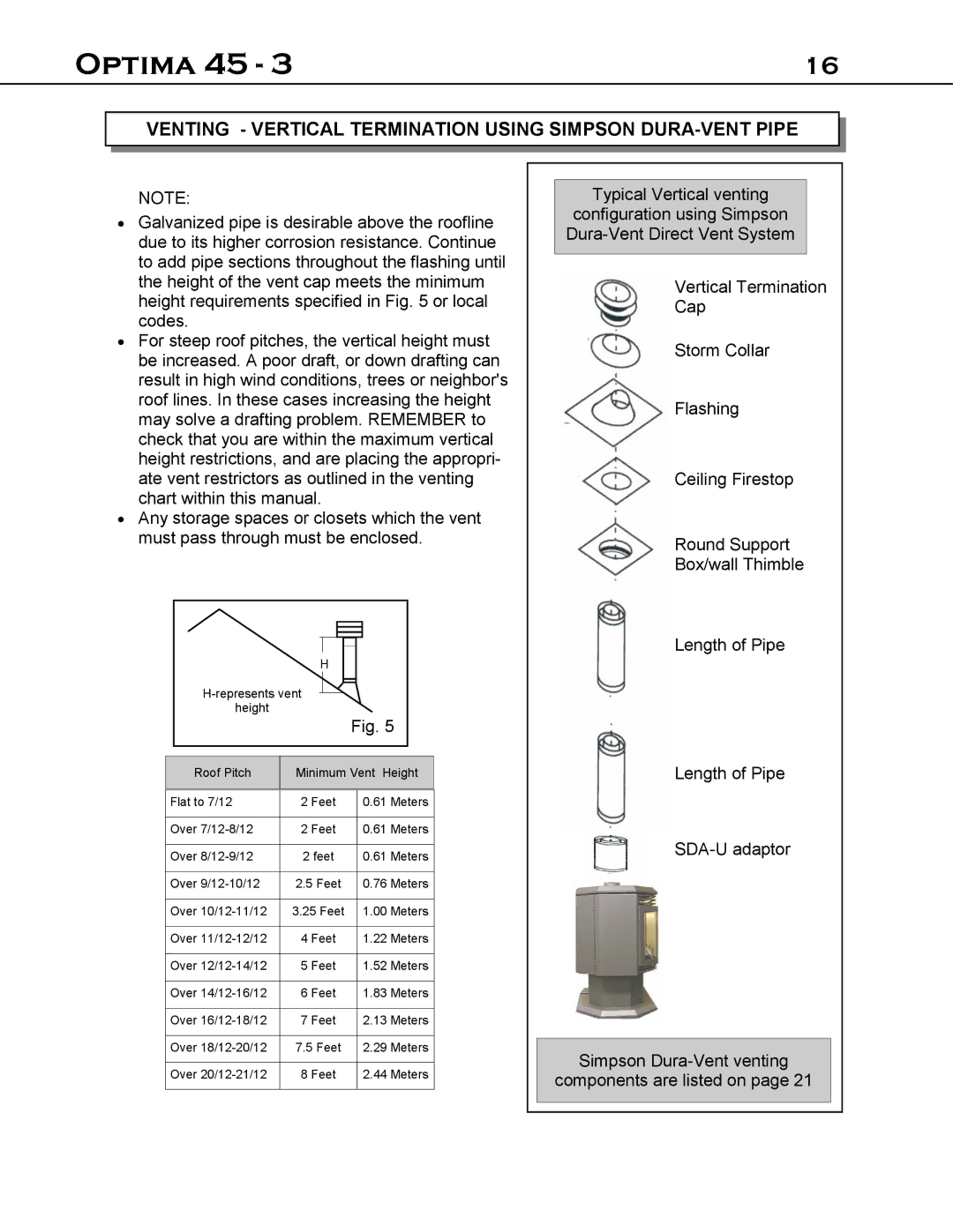 Optima Company 45 - 3 manual Feet 