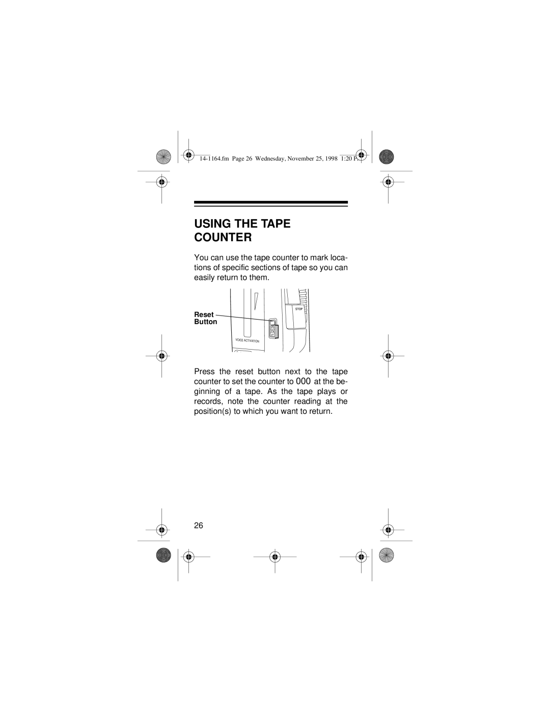 Optimus - Katadyn Products Inc Micro-37 owner manual Using the Tape Counter 