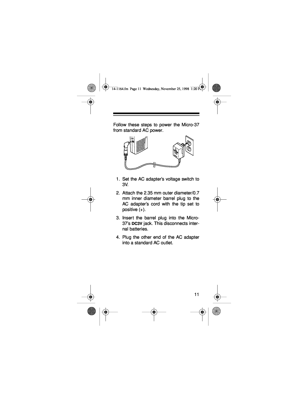 Optimus - Katadyn Products Inc owner manual Follow these steps to power the Micro-37 from standard AC power 