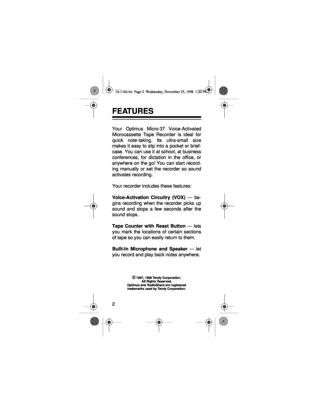 Optimus - Katadyn Products Inc Micro-37 owner manual Features 