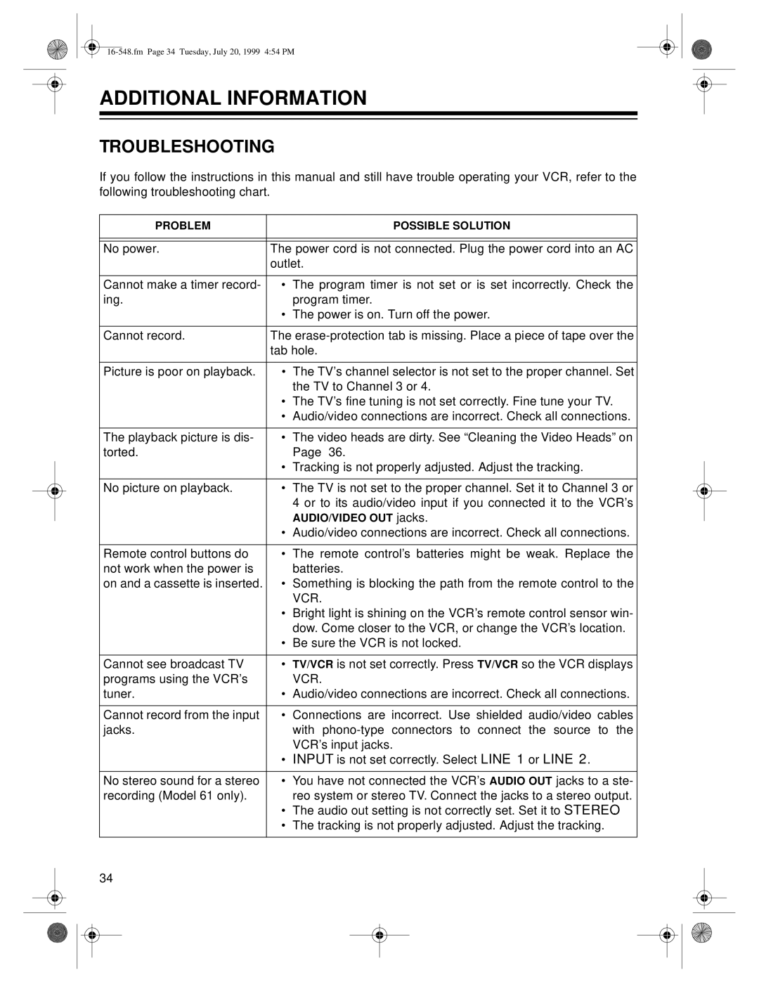 Optimus - Katadyn Products Inc MODEL 61, MODEL 111 owner manual Additional Information, Troubleshooting 