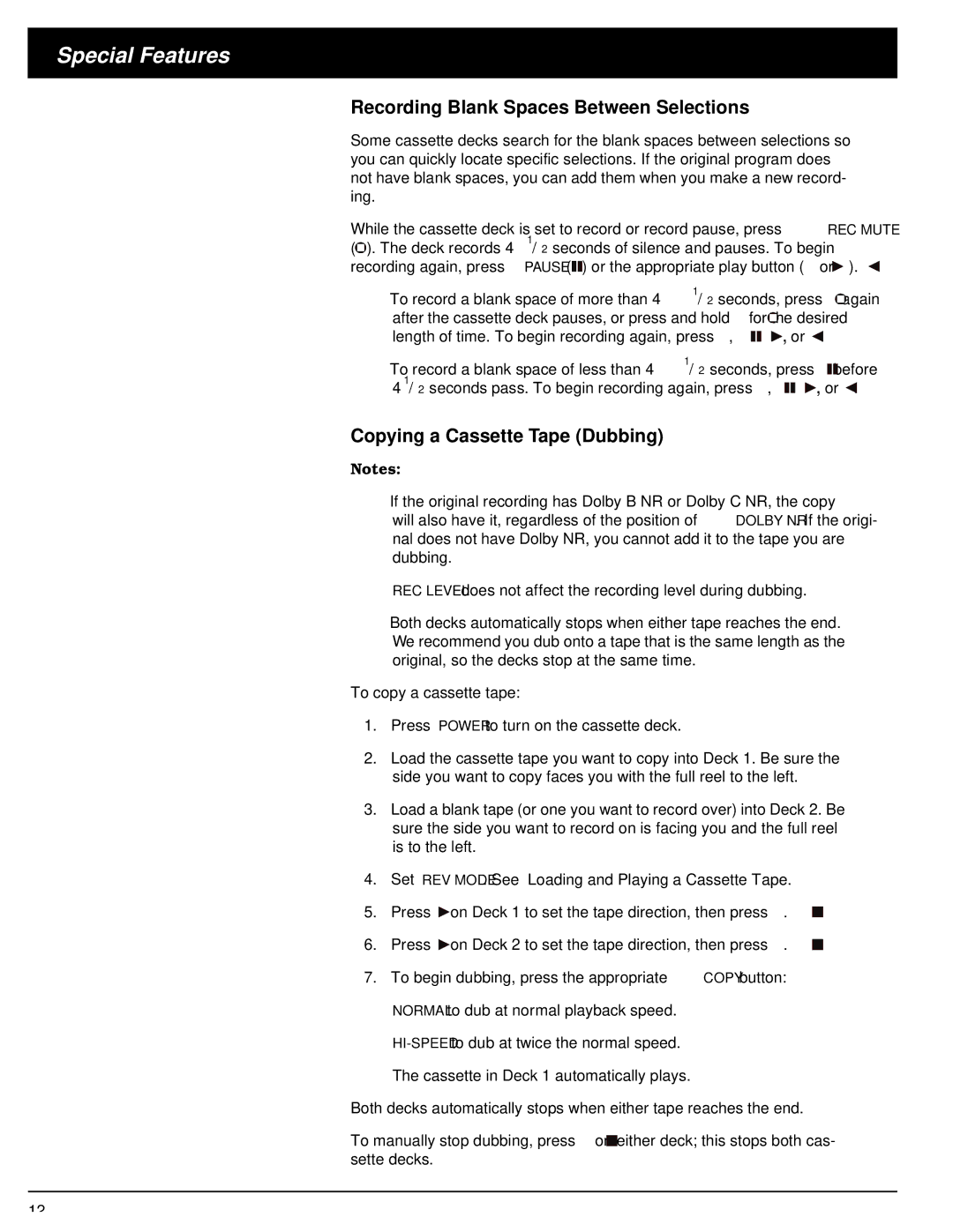 Optimus - Katadyn Products Inc SCT-56 Recording Blank Spaces Between Selections, Copying a Cassette Tape Dubbing 