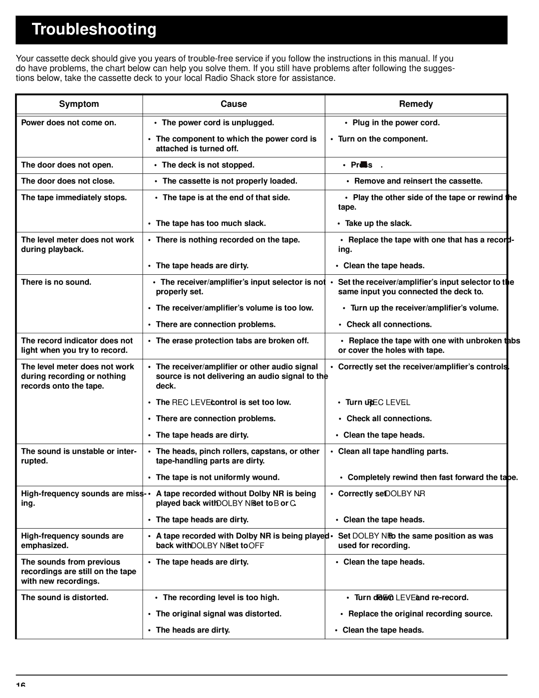 Optimus - Katadyn Products Inc SCT-56 owner manual Troubleshooting, Symptom Cause Remedy 