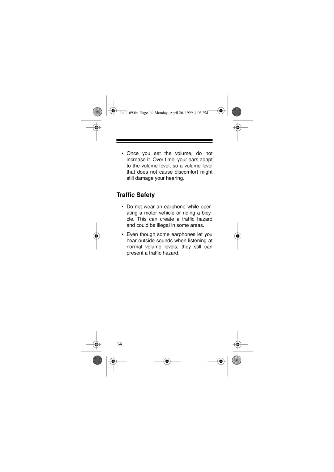 Optimus 14-1169, 05A99, Micro-41 owner manual Traffic Safety 