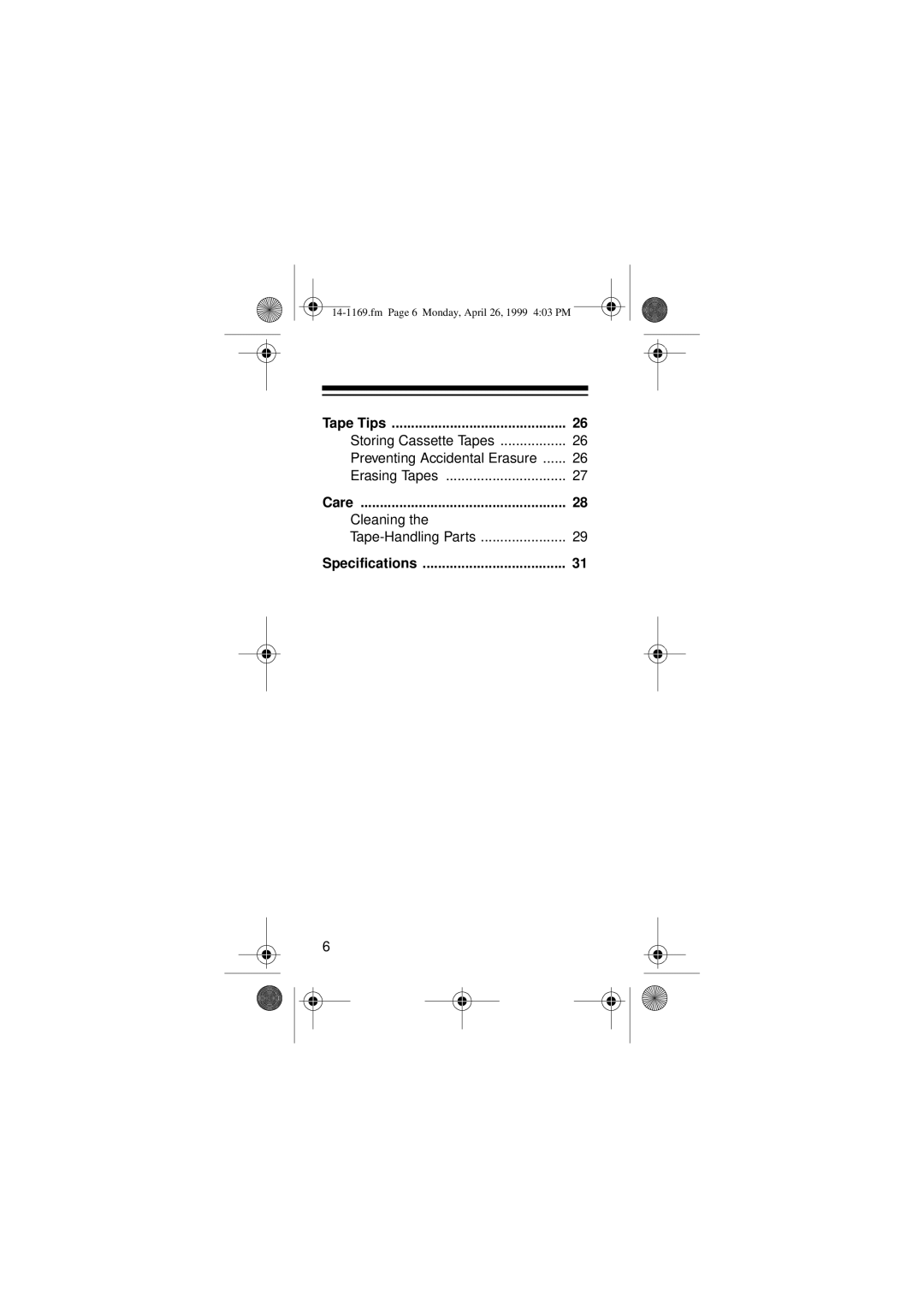 Optimus 05A99, Micro-41, 14-1169 owner manual Tape Tips 