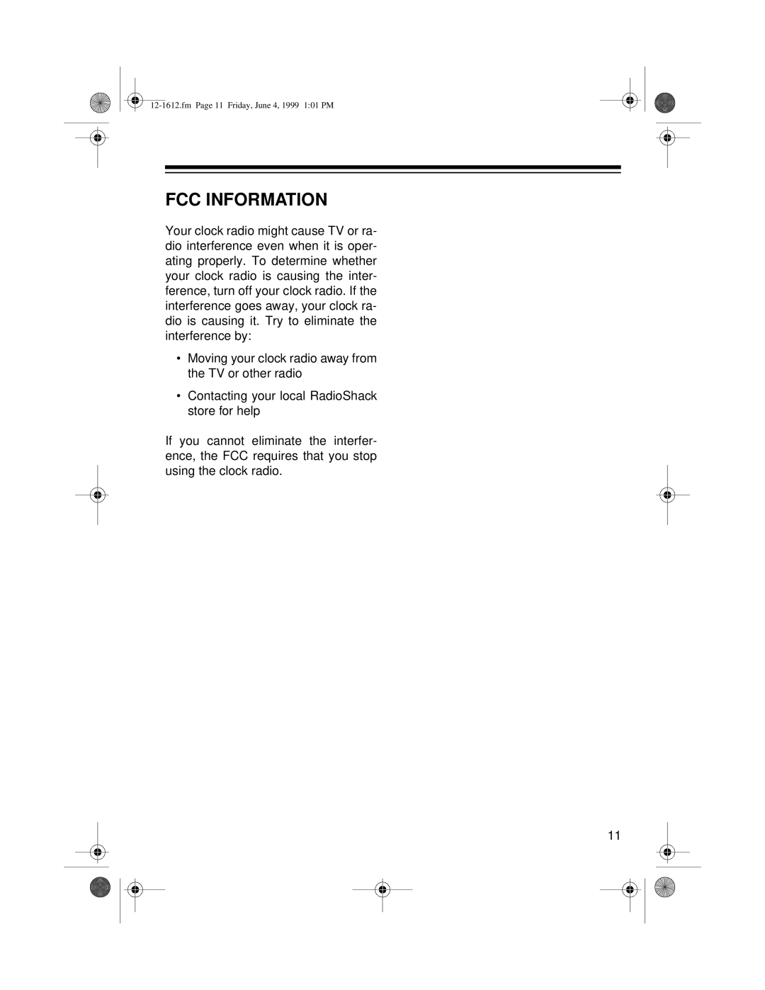 Optimus 102 owner manual FCC Information 