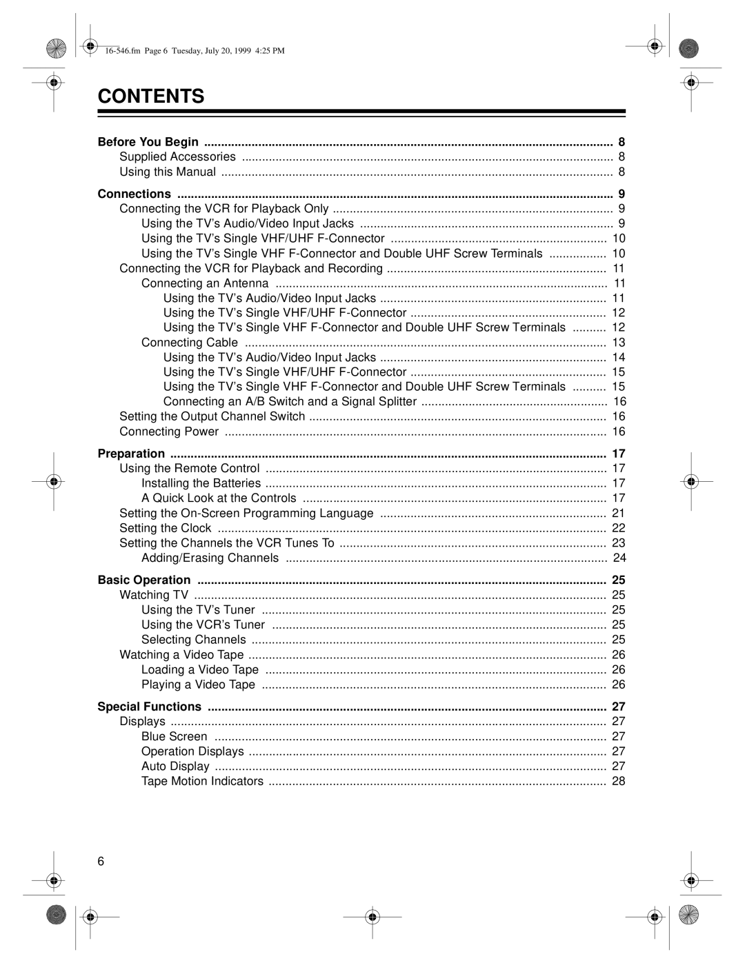 Optimus 109 owner manual Contents 