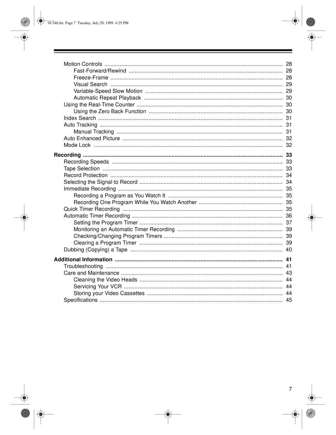 Optimus 109 owner manual Manual Tracking 