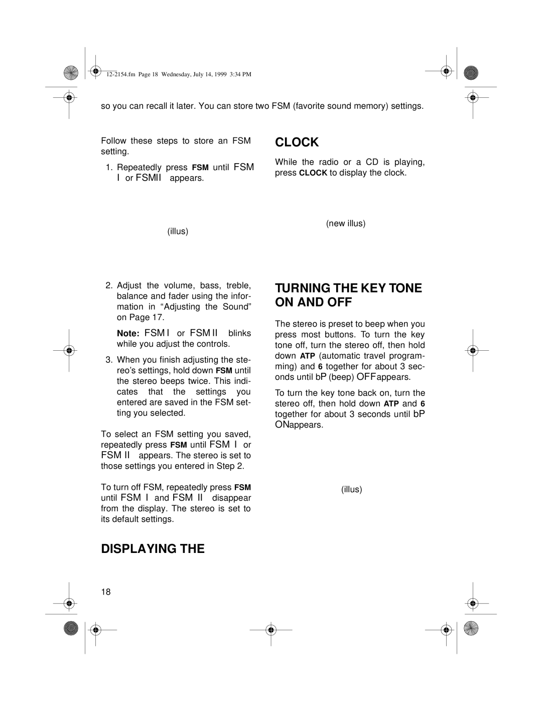 Optimus 12-2155, 12-2154 owner manual Clock, Turning the KEY Tone on and OFF, Displaying 