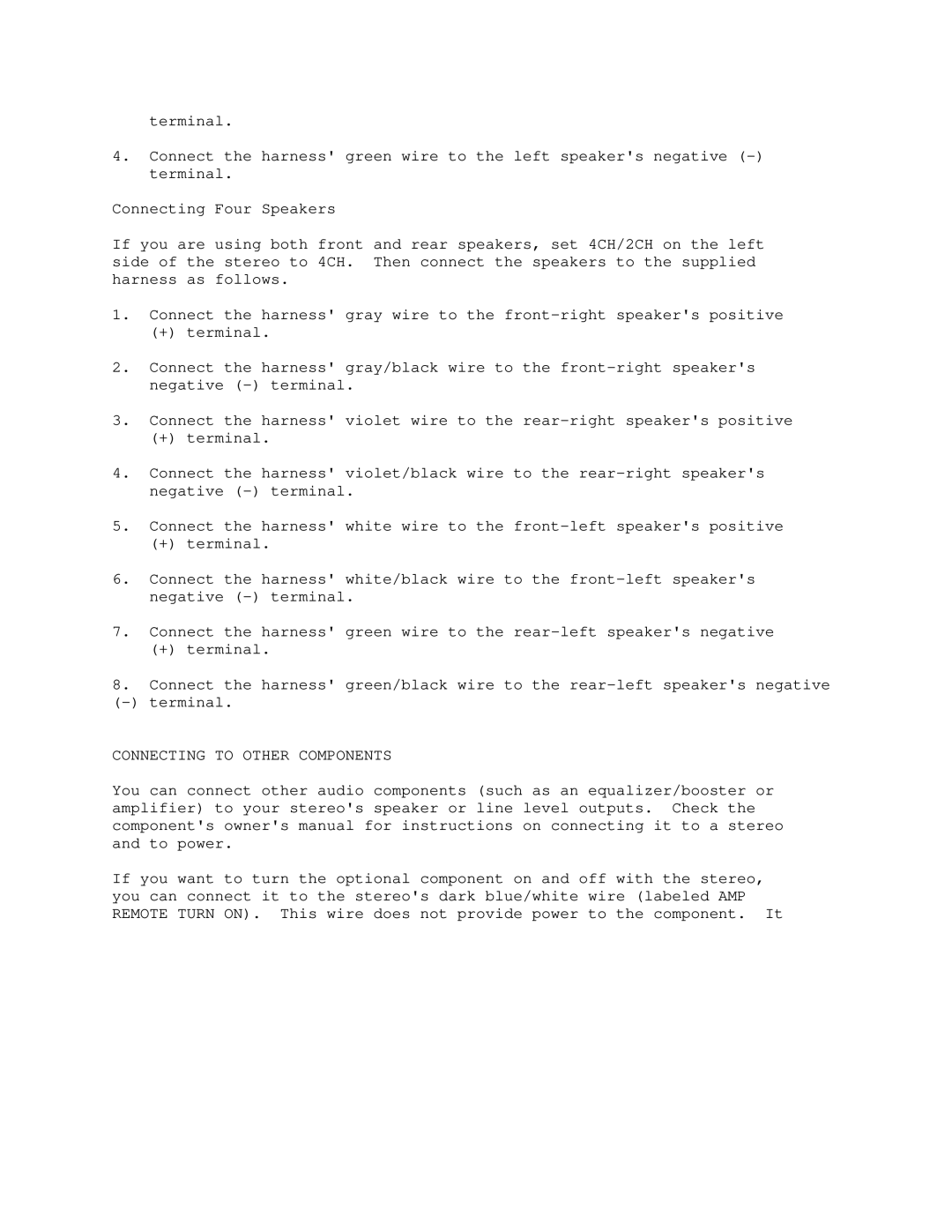 Optimus 120-1995 manual Connecting to Other Components 