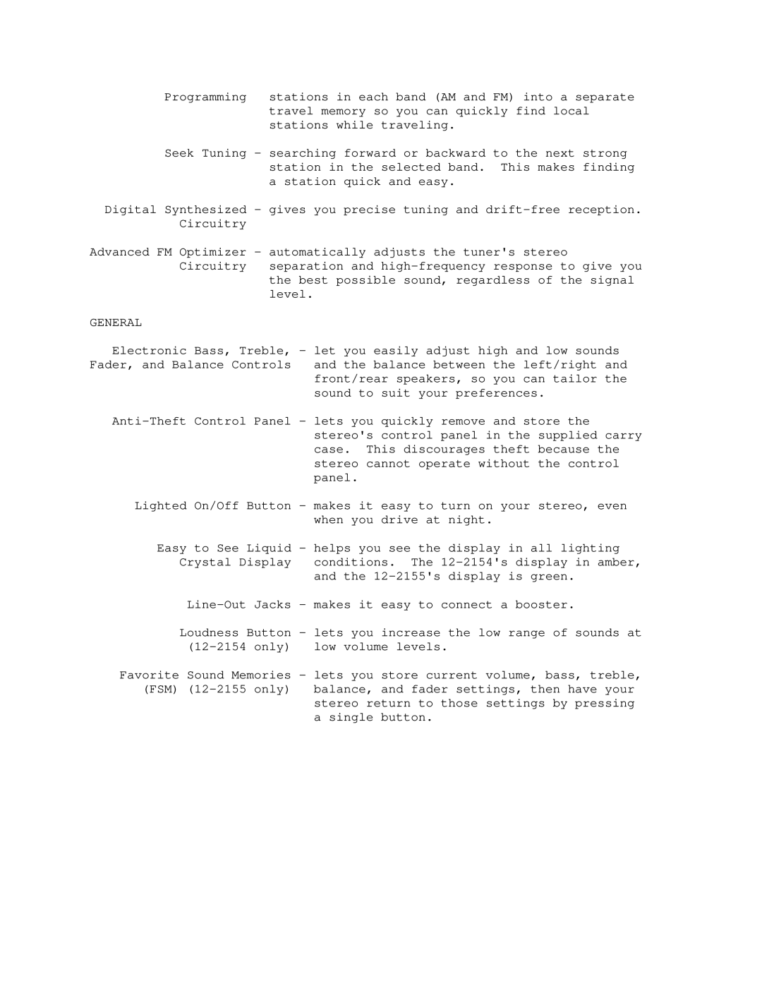 Optimus 120-2154, 120-2155 manual General 