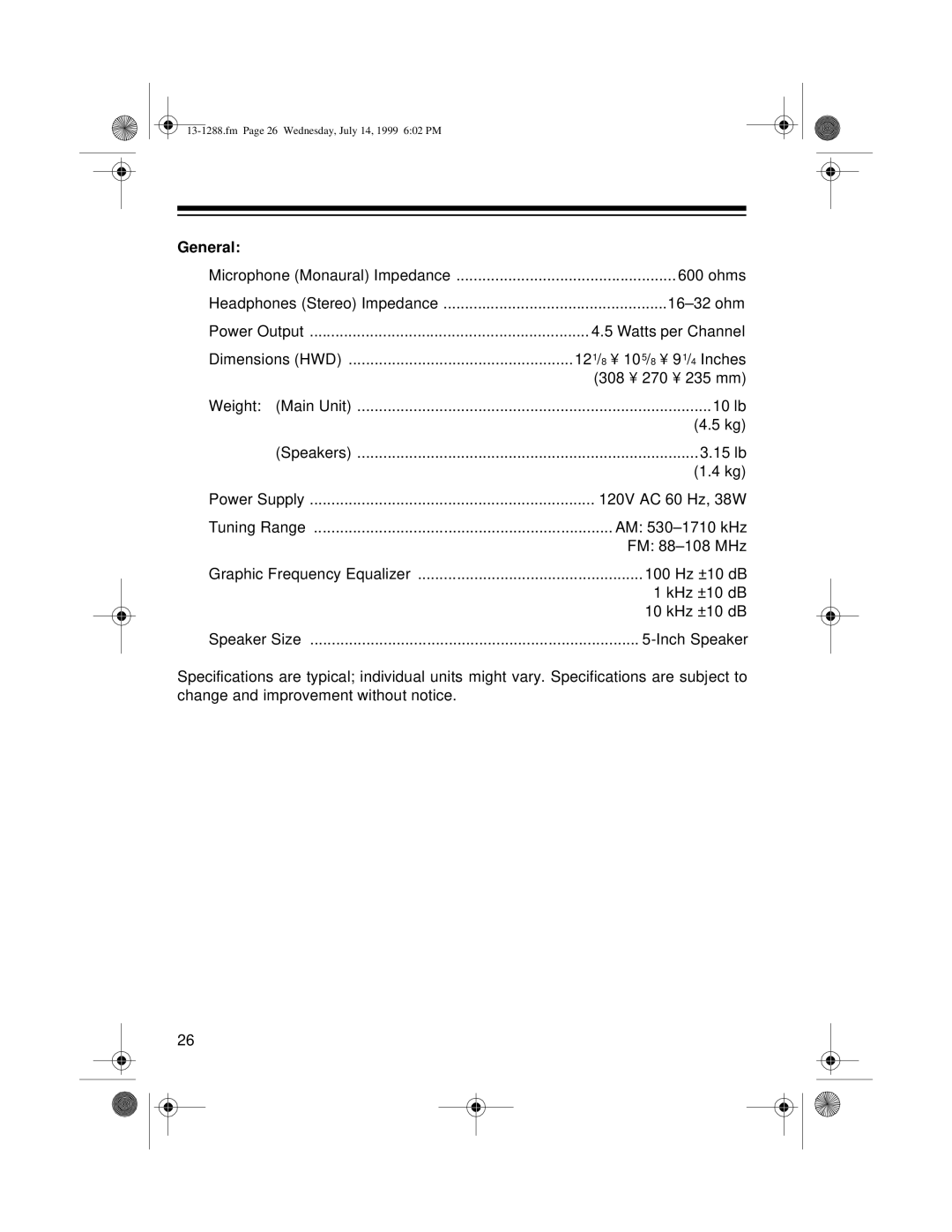 Optimus 13-1288 owner manual General 