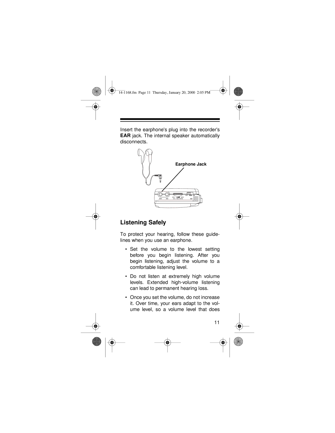 Optimus Micro-40, 14-1168 owner manual Listening Safely 