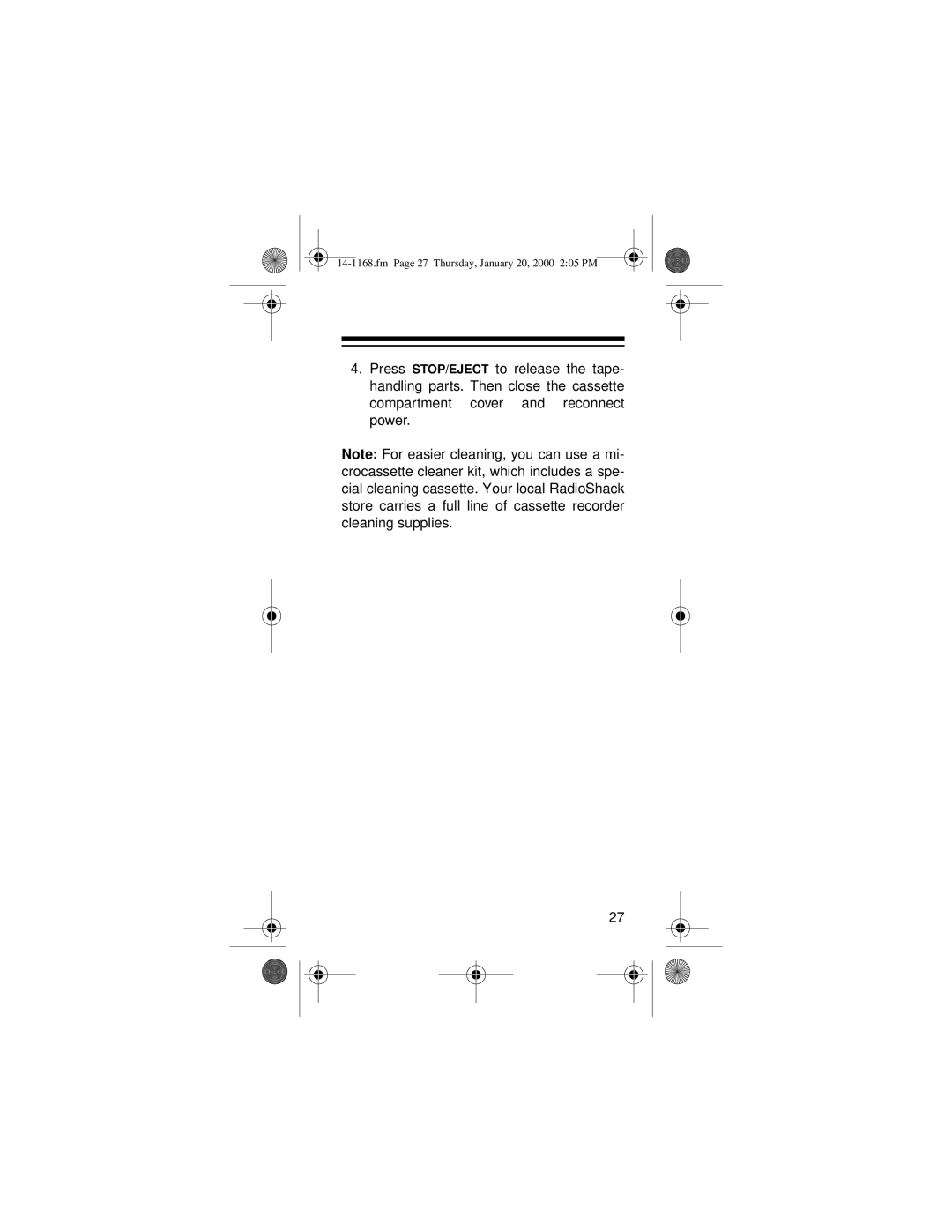 Optimus Micro-40, 14-1168 owner manual Fm Page 27 Thursday, January 20, 2000 205 PM 