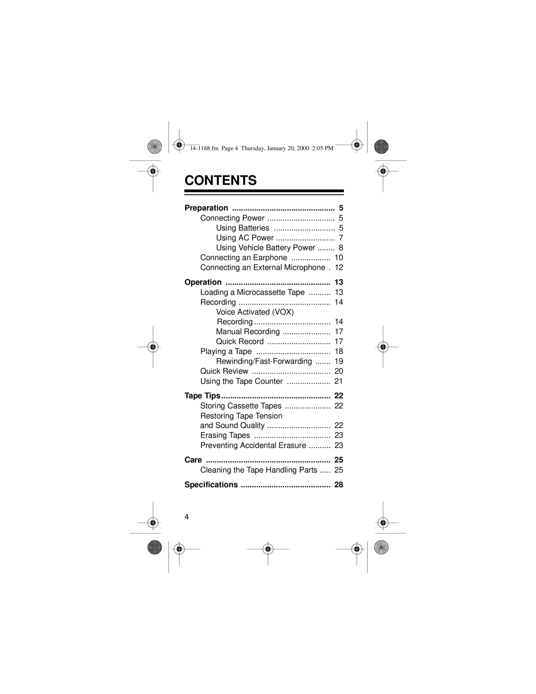 Optimus 14-1168, Micro-40 owner manual Contents 