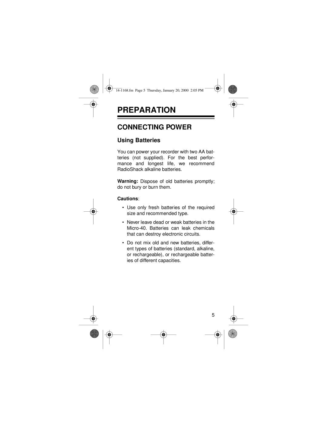 Optimus Micro-40, 14-1168 owner manual Preparation, Connecting Power, Using Batteries 