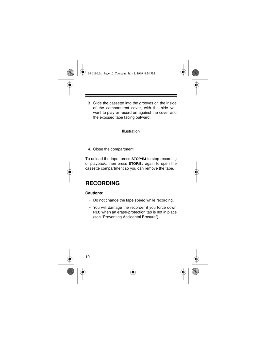 Optimus 14-1180 owner manual Recording 