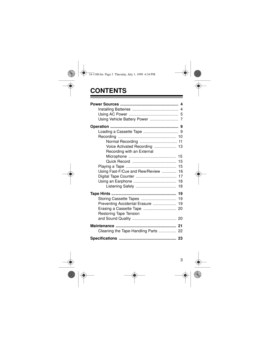 Optimus 14-1180 owner manual Contents 