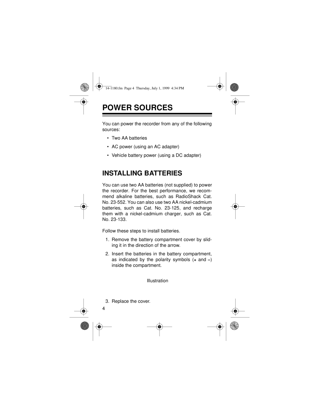 Optimus 14-1180 owner manual Power Sources, Installing Batteries 