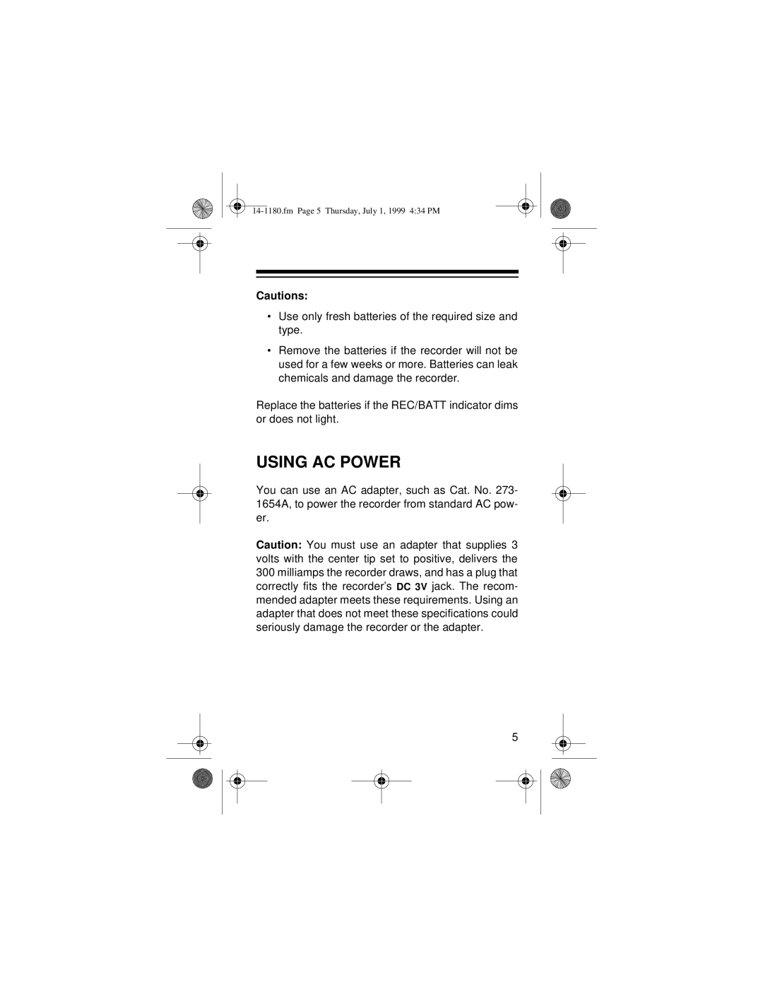 Optimus 14-1180 owner manual Using AC Power 