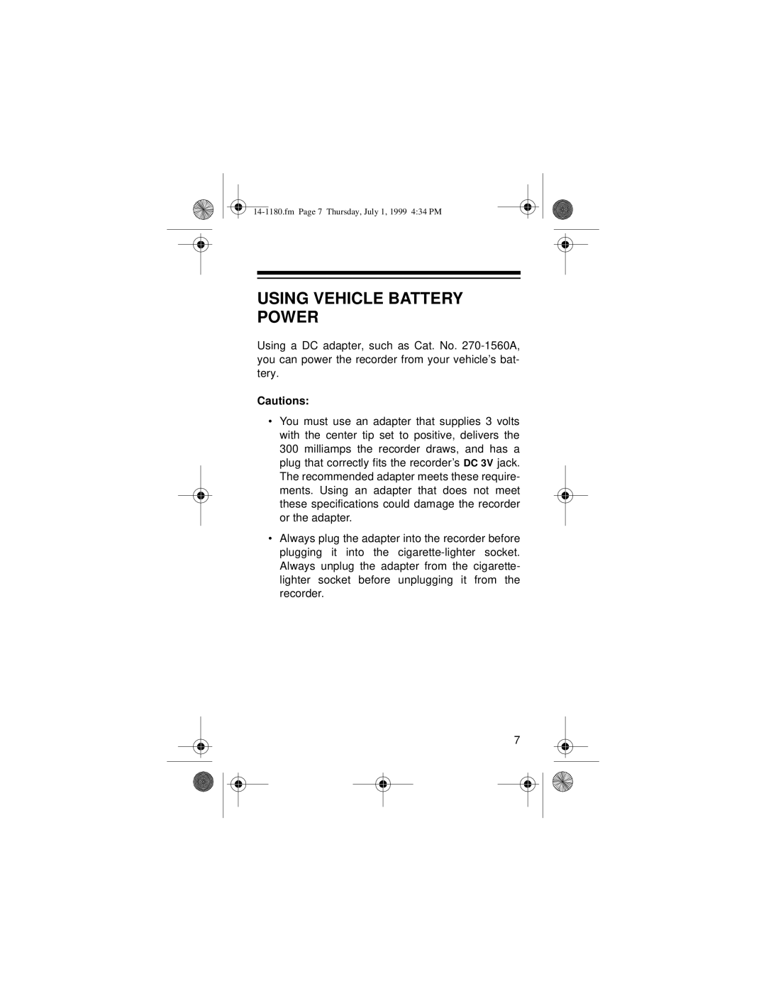 Optimus 14-1180 owner manual Using Vehicle Battery Power 