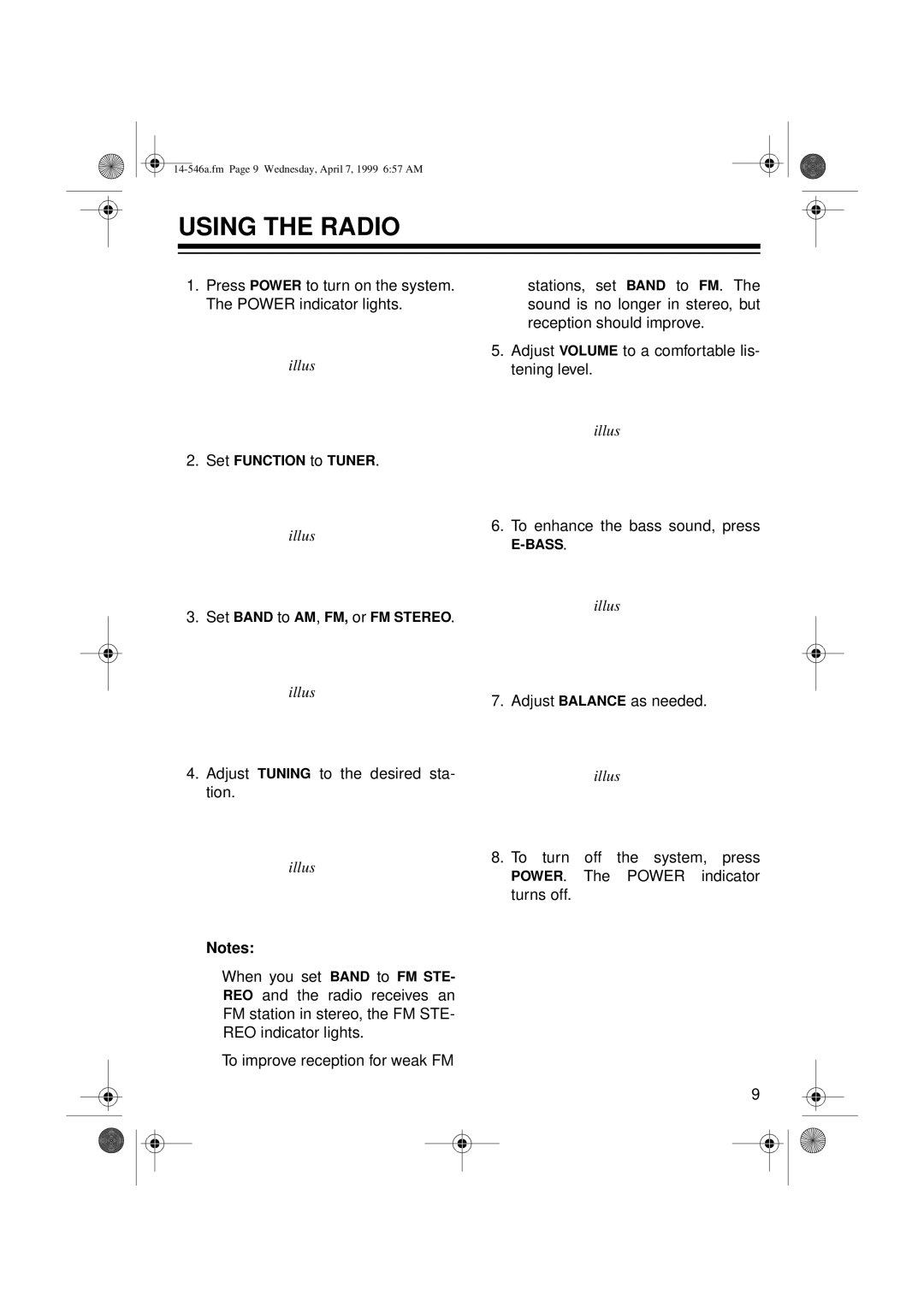 Optimus CD-3321, 14-546A owner manual Using the Radio 